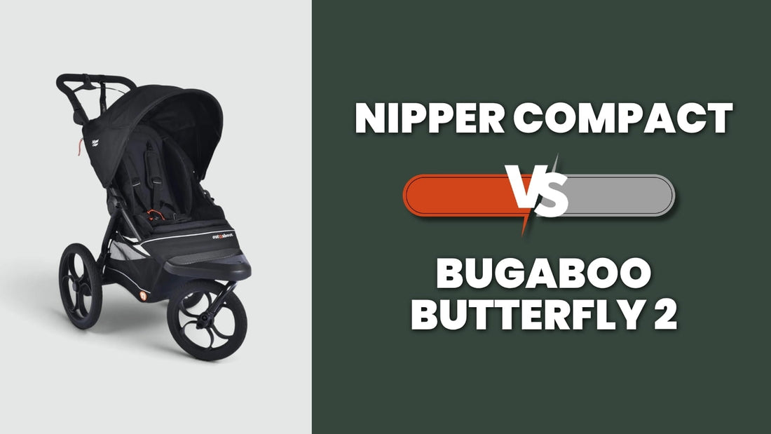 Black Out ’n’ About Nipper Compact pushchair with Nipper Compact vs Bugaboo Butterfly 2 comparison graphic