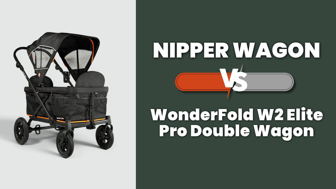 Comparison image showing the Nipper Wagon and WonderFold W2 Elite Pro Double Wagon