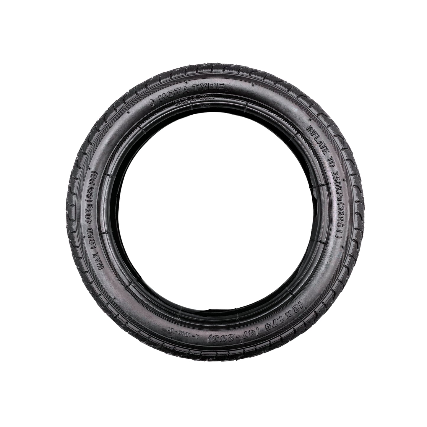Nipper V6 12 inch black rubber tire shown from a top-down view on a plain white background.