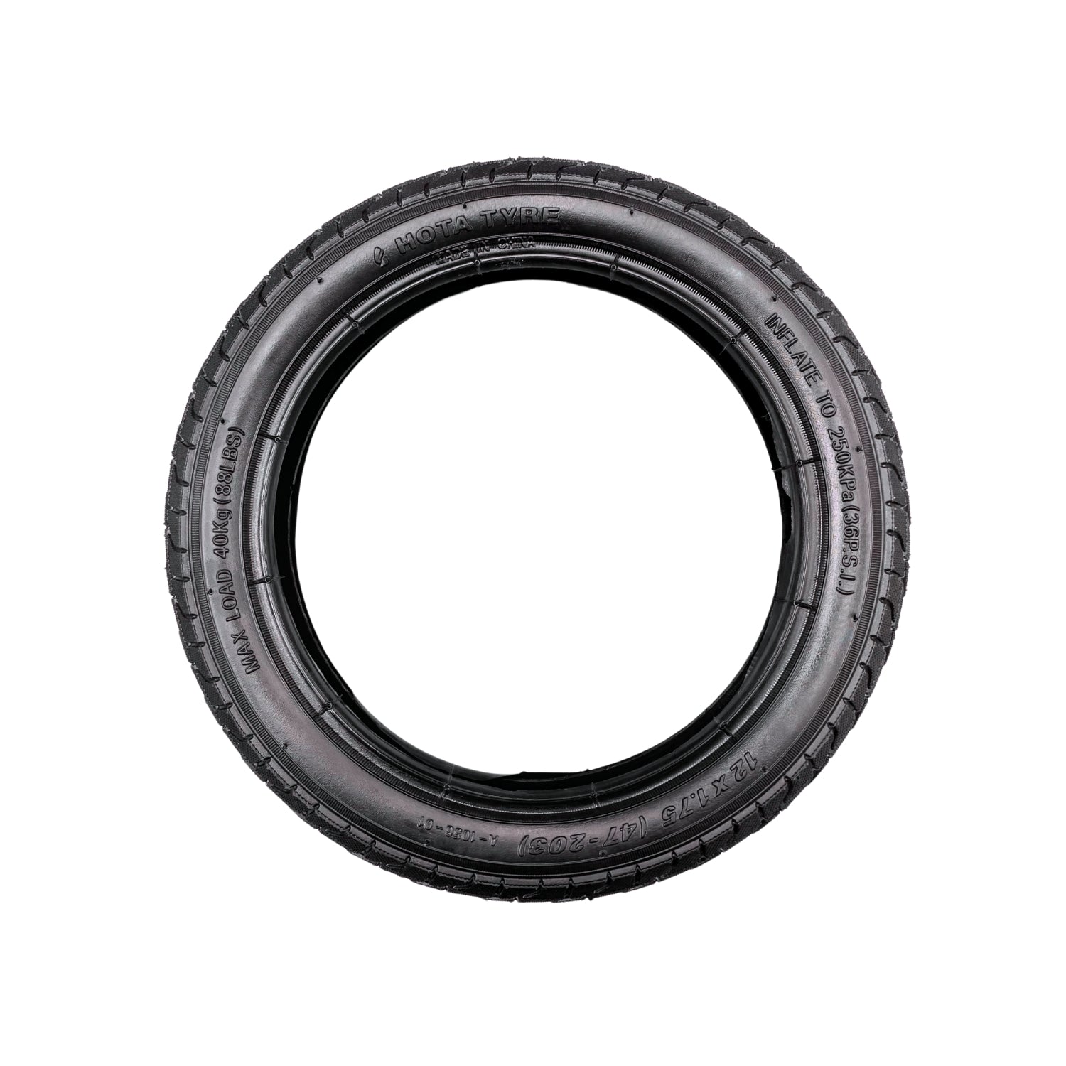 Nipper V6 12 inch black rubber tire shown from a top-down view on a plain white background.