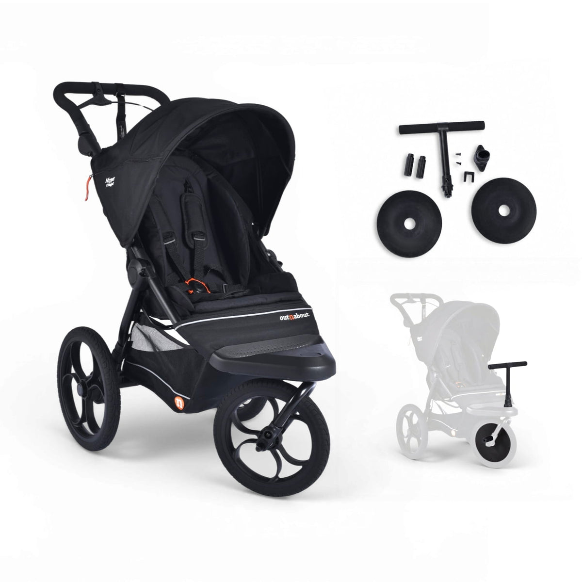Nipper Compact in Summit Black with the Front Rider kit displayed, and a greyed-out buggy showing the accessory fitted.