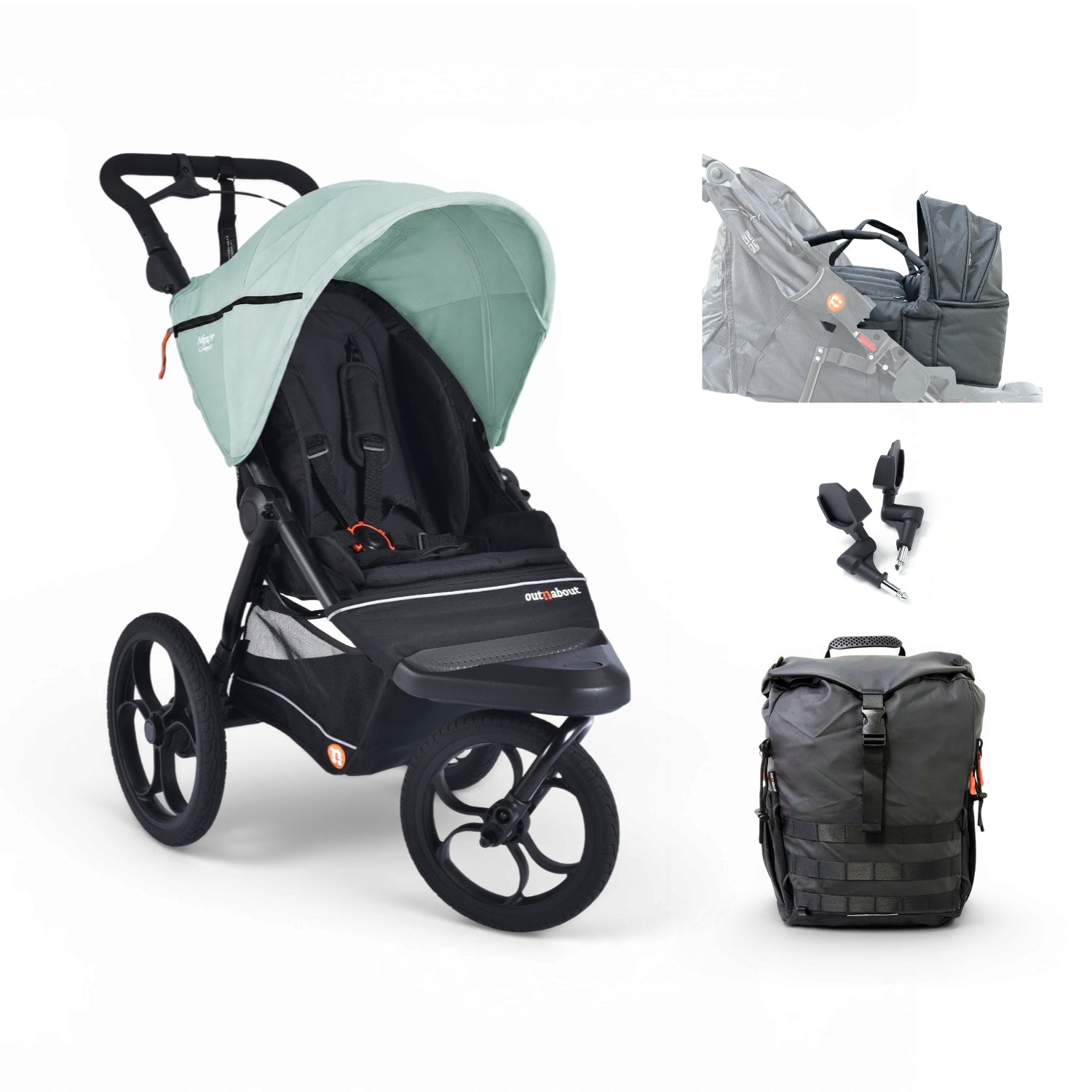 Nipper Compact Pebble Mint newborn pod bundle