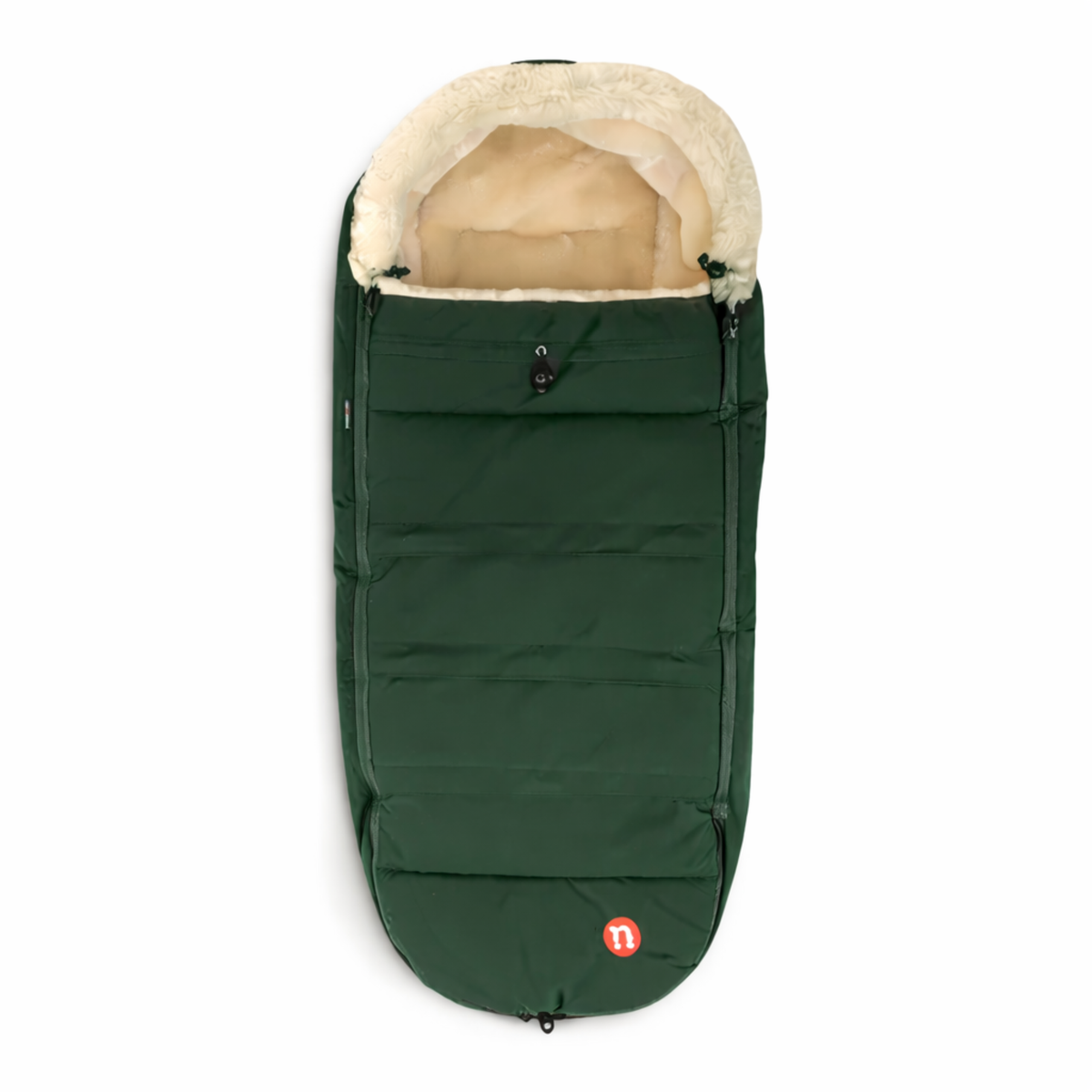 Out 'n' About Nipper summit Footmuff in Sycamore Green with fleece-lined hood