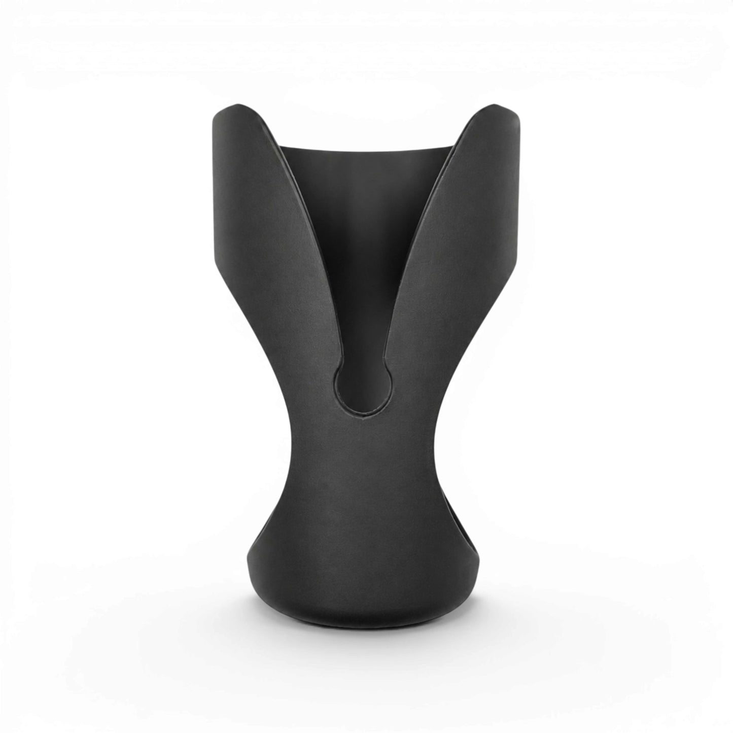 front view of a black cup holder for an Out 'n' About Nipper buggy