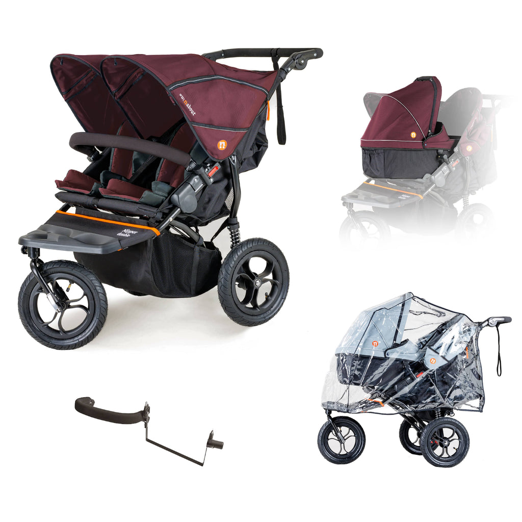 Nipper V5 Double Pushchair Newborn and Toddler Starter Bundle