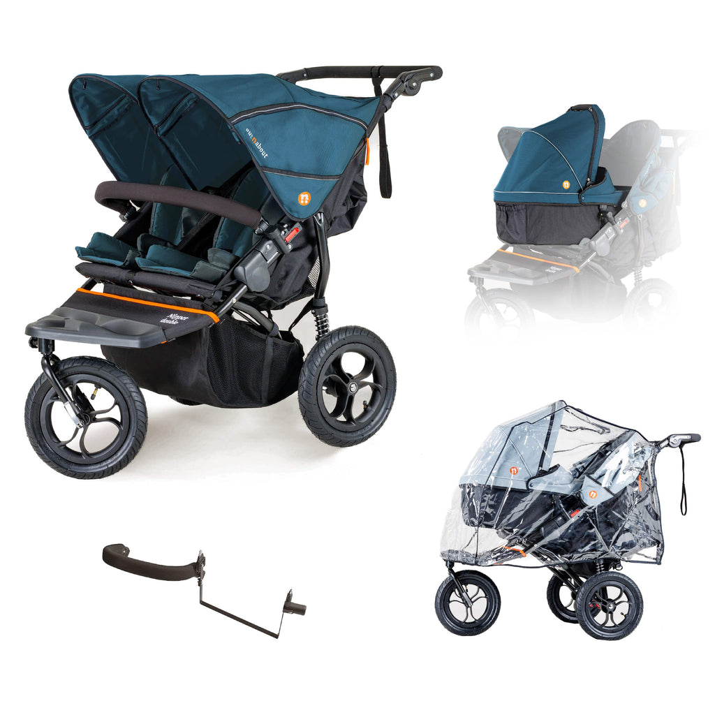 Nipper V5 Double Pushchair Newborn and Toddler Starter Bundle