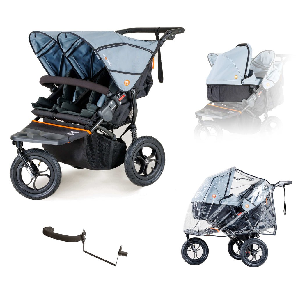 Nipper V5 Double Pushchair Newborn and Toddler Starter Bundle