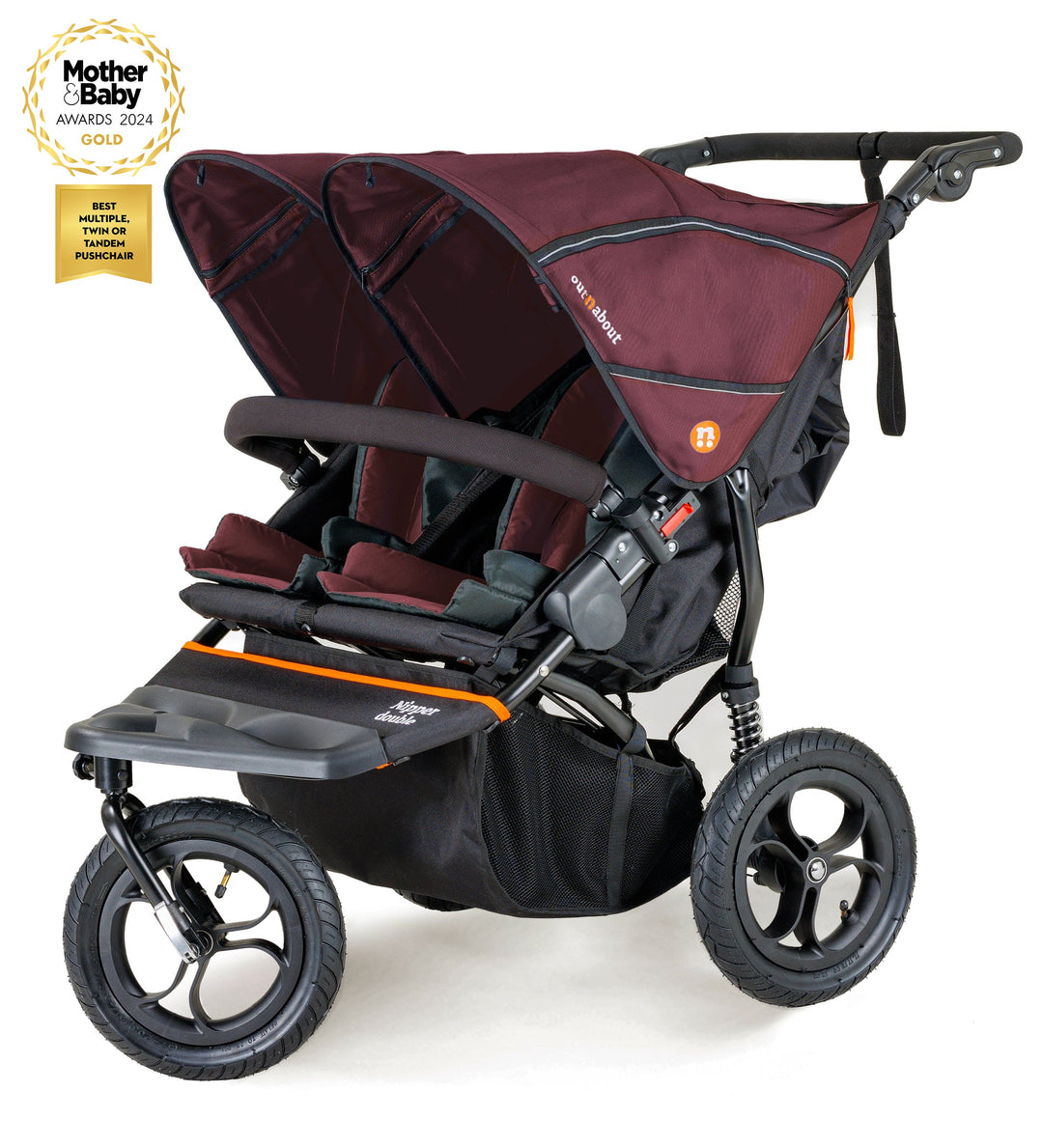 Nipper V5 Double Pushchair (Rain cover & basket included)