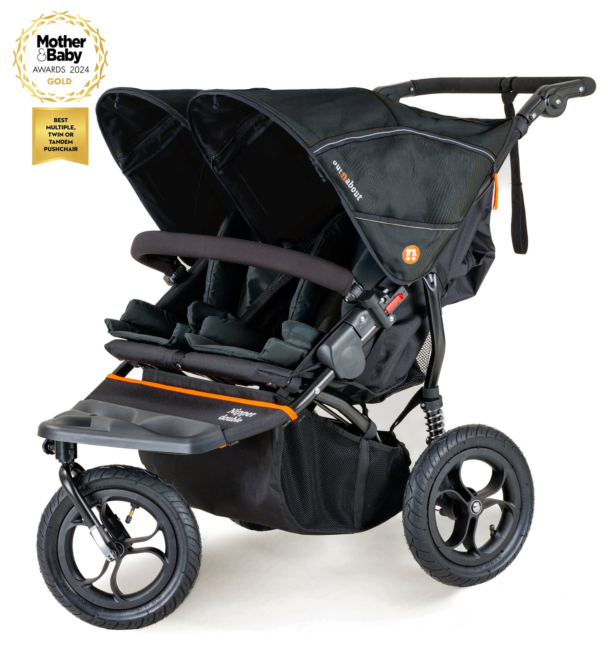 Cochecito doble Nipper V5: protector de lluvia y cesta gratis