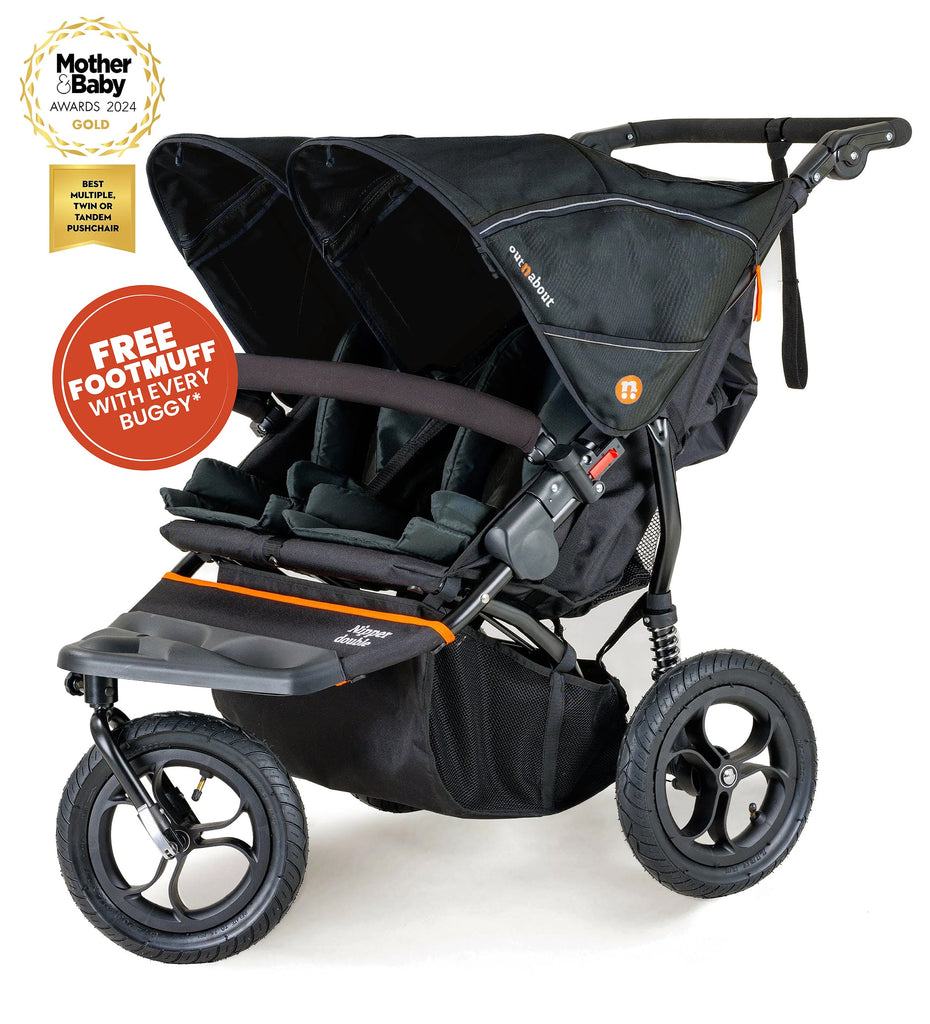 Nipper V5 Double Pushchair (Rain cover & basket included)