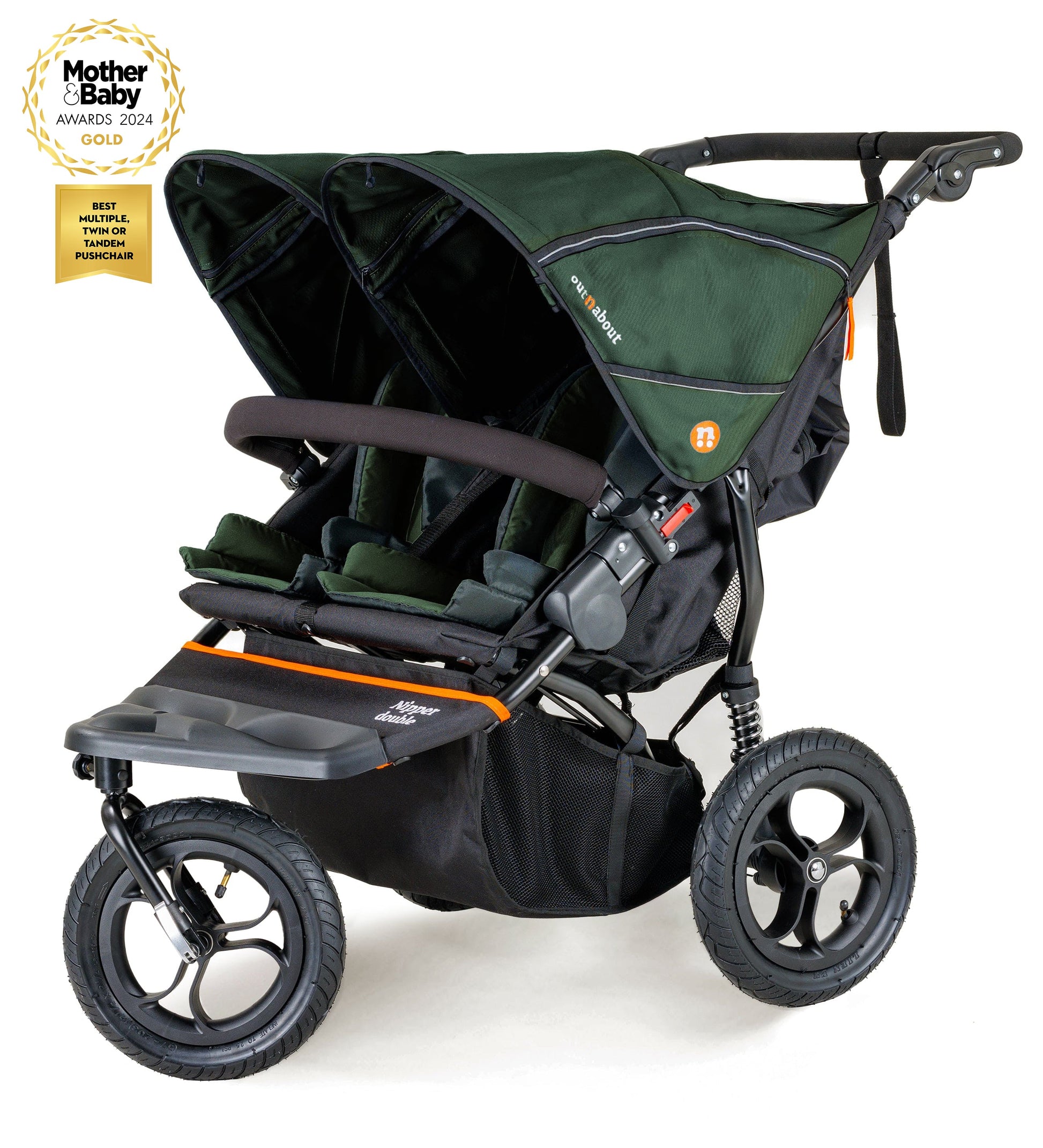 out and about stroller double Nipper V5 Double Stroller: Free Rain Cover & Basket