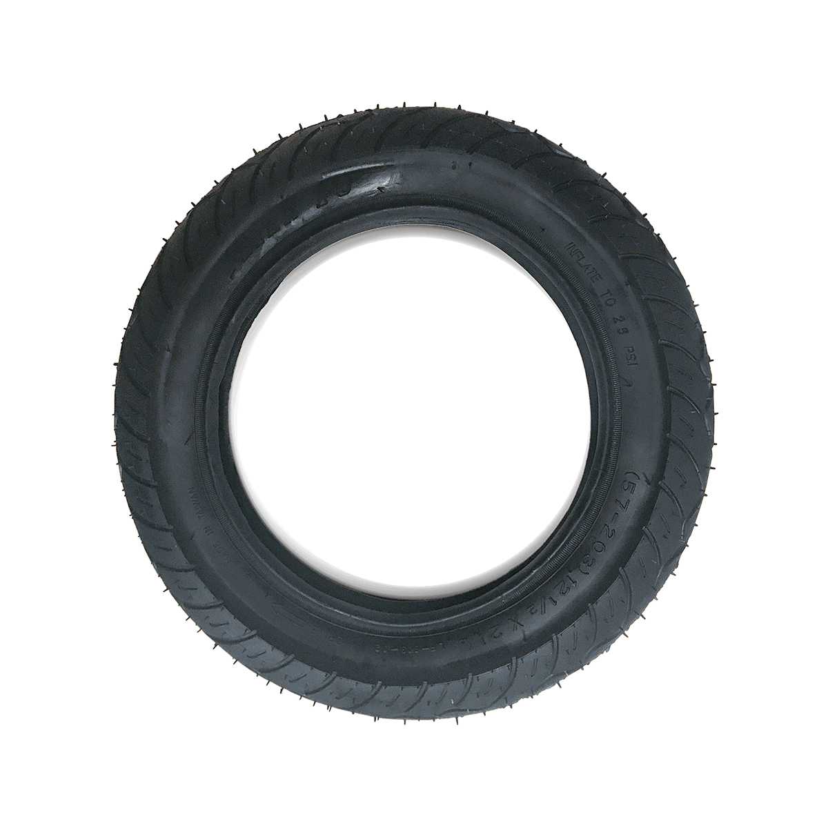 Black 12 Inch Stroller Tyre close up showing tread